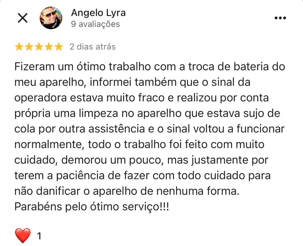 Print Real da Avaliação de Angelo R. no Google — Tec Silva Recreio