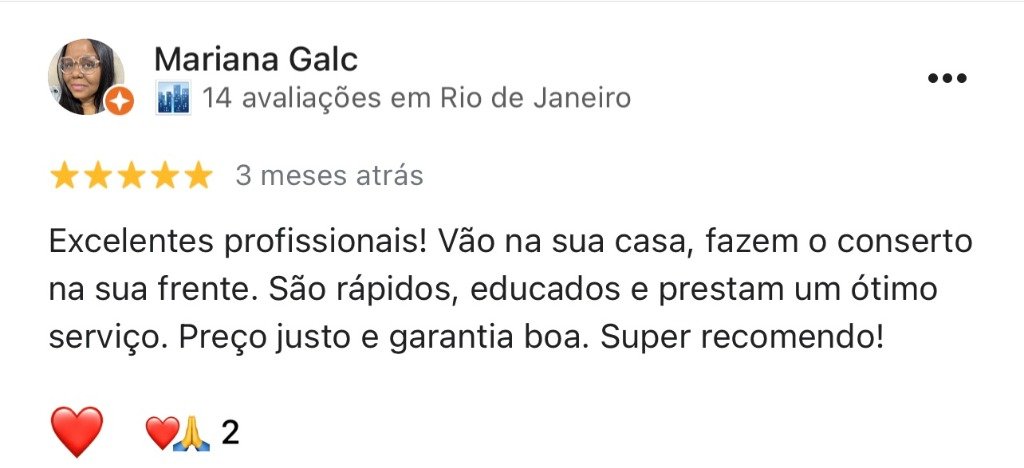 Print Real da Avaliação de Mariana Galc no Google — Tec Silva Recreio